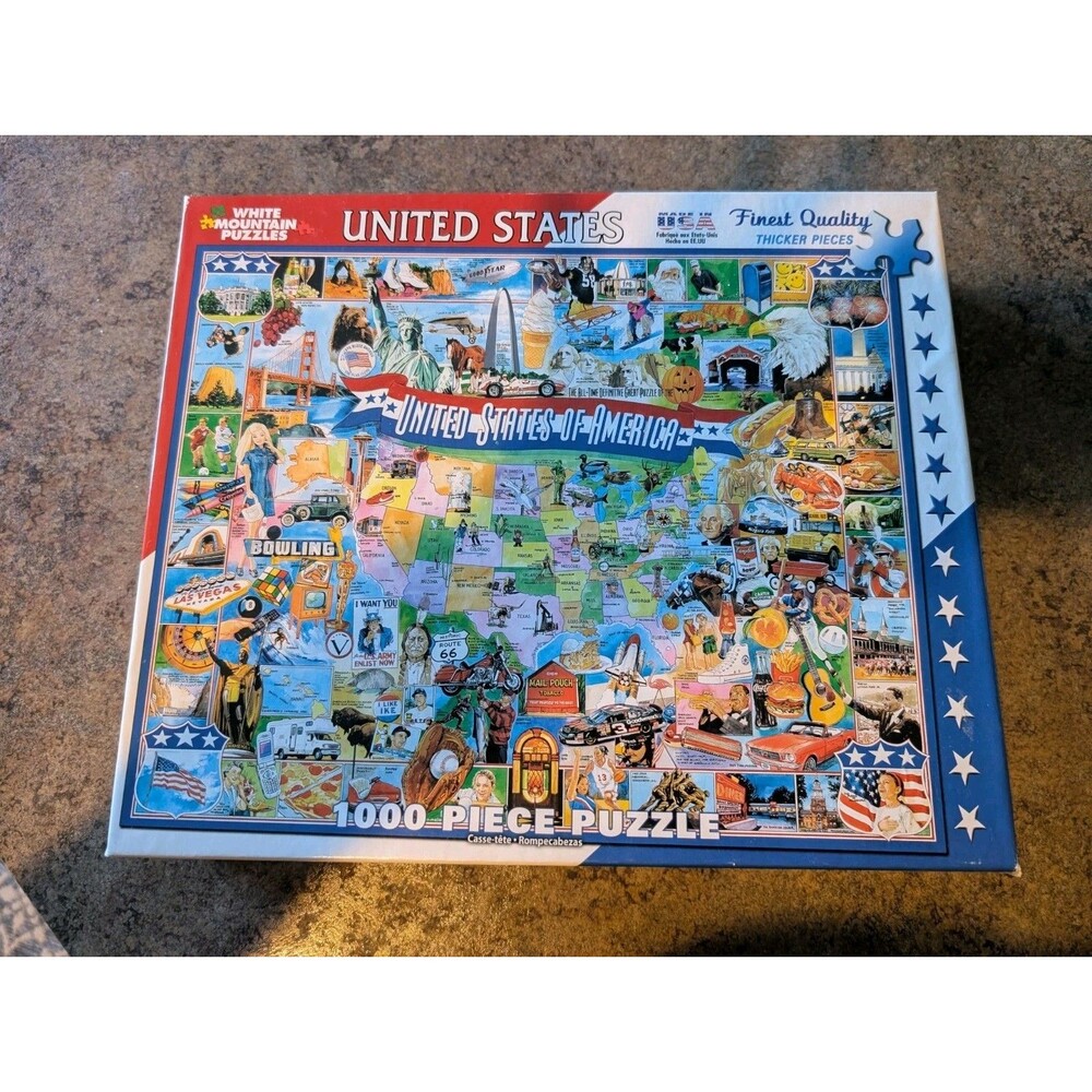 UNITED STATES OF AMERICA 100% White Mountain # 290 Jigsaw Puzzle 1000 Pcs 24x30